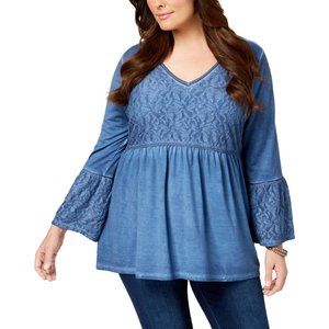 STYLE & CO. BABYDOLL BELL SLEEVES PULLOVER TOP 0X